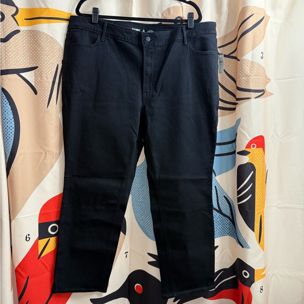 High Rise Straight Leg Black Jeans